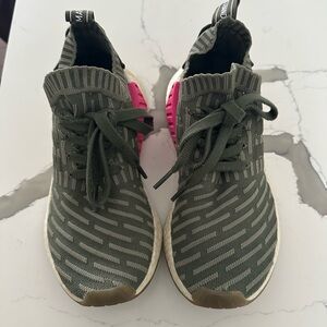Used Adidas NMD Green and Pink Sneakers